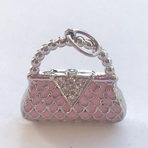 💎Tiffany & Co Platinum Diamond Purse Pendant Pink Enamel New